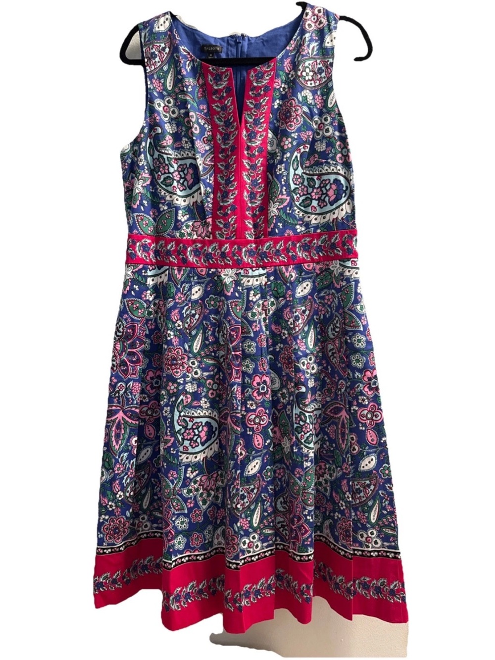 Talbots Blue/red/ white  Women's paisley dress pretty for the 4th sz10